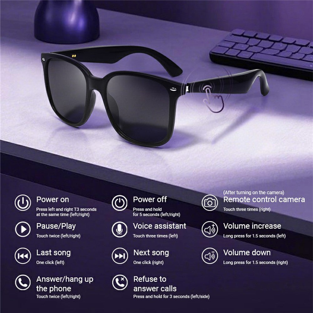 GY500 Touch Control AI Translation Smart Glasses Anti UV Sunglasses Bluetooth-compatible Headset Eyeglasses