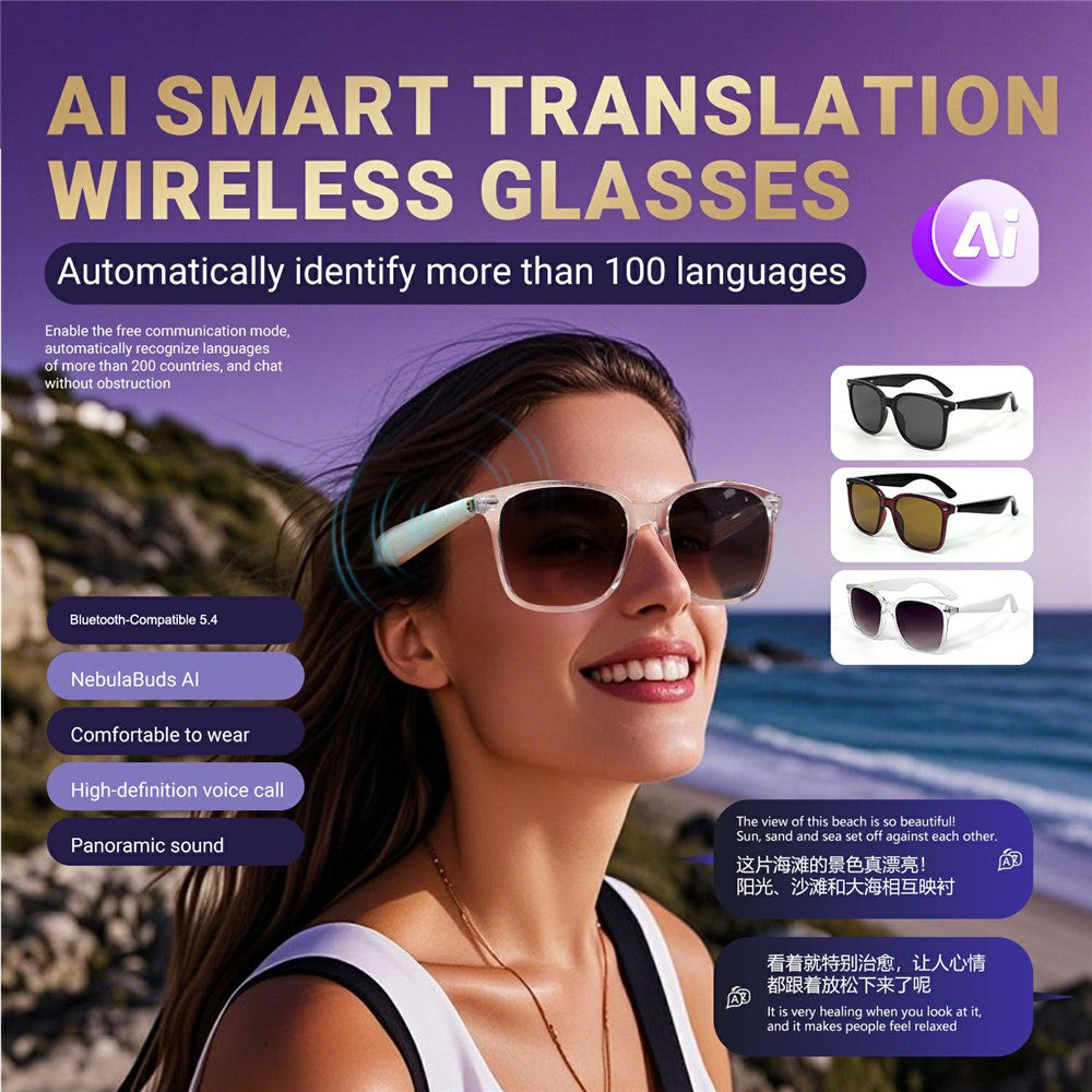 GY500 Touch Control AI Translation Smart Glasses Anti UV Sunglasses Bluetooth-compatible Headset Eyeglasses