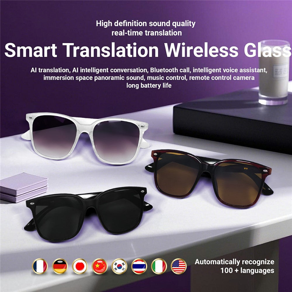GY500 Touch Control AI Translation Smart Glasses Anti UV Sunglasses Bluetooth-compatible Headset Eyeglasses