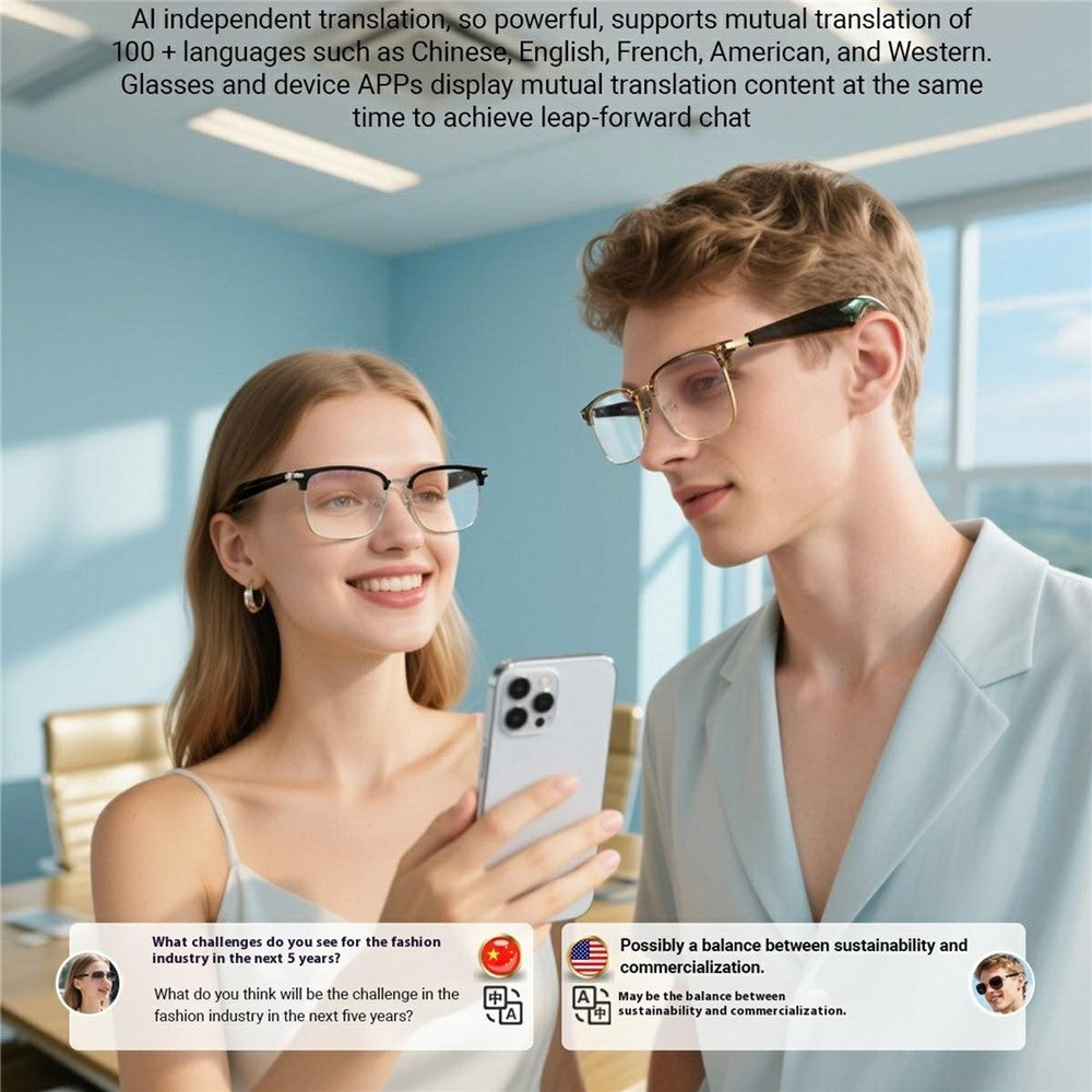 GY600 AI oversættelse smarte briller Bluetooth-kompatibelt trådløst headset anti-blåt lys briller