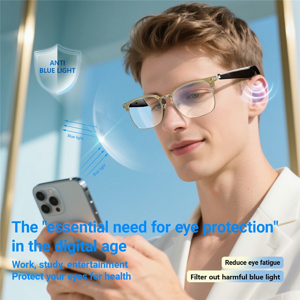 GY600 AI oversættelse smarte briller Bluetooth-kompatibelt trådløst headset anti-blåt lys briller
