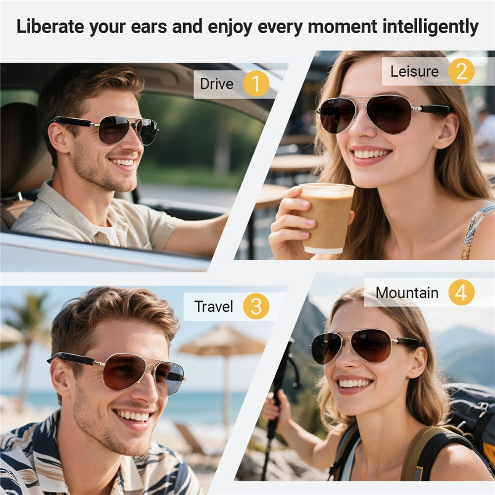F18 AI-oversættelse Bluetooth-kompatible høretelefonglas Trådløst headset UV-beskyttelse Smarte solbriller