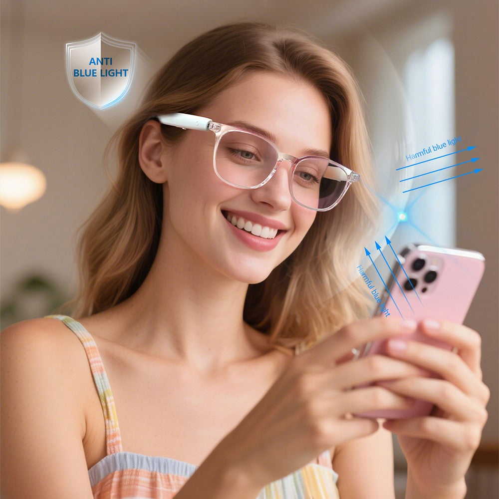 F19 Anti-blåt lys smarte briller Realtids AI-oversættelse Trådløse Bluetooth-kompatible høretelefonbriller