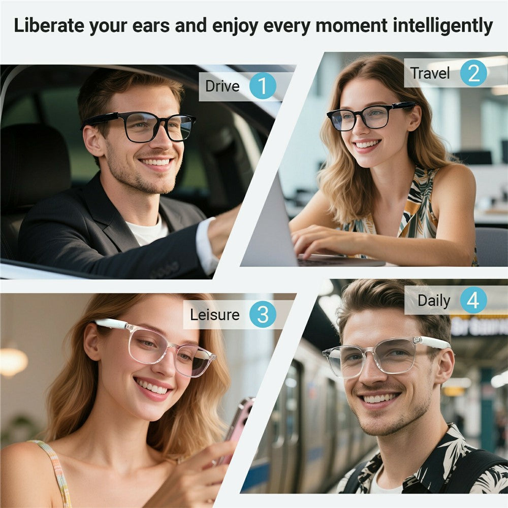 F19 Anti-blåt lys smarte briller Realtids AI-oversættelse Trådløse Bluetooth-kompatible høretelefonbriller