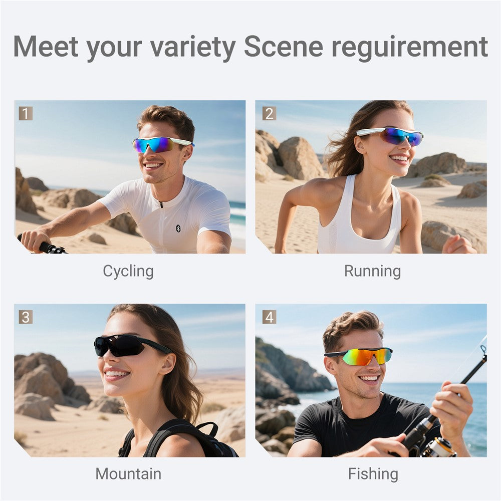 QY-Pro3 AI-översättning Bluetooth-kompatibla glasögon Utomhussport Cykling Musik Samtal Smarta glasögon