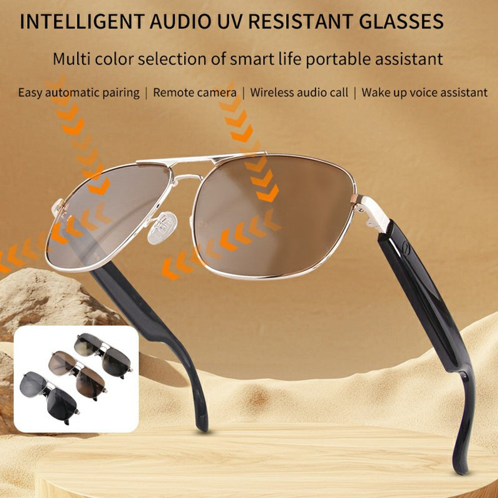 GS02 Polarized Lens Aviator Glasses AI Translation Smart Eyewear Bluetooth-compatible Music Eyeglasses
