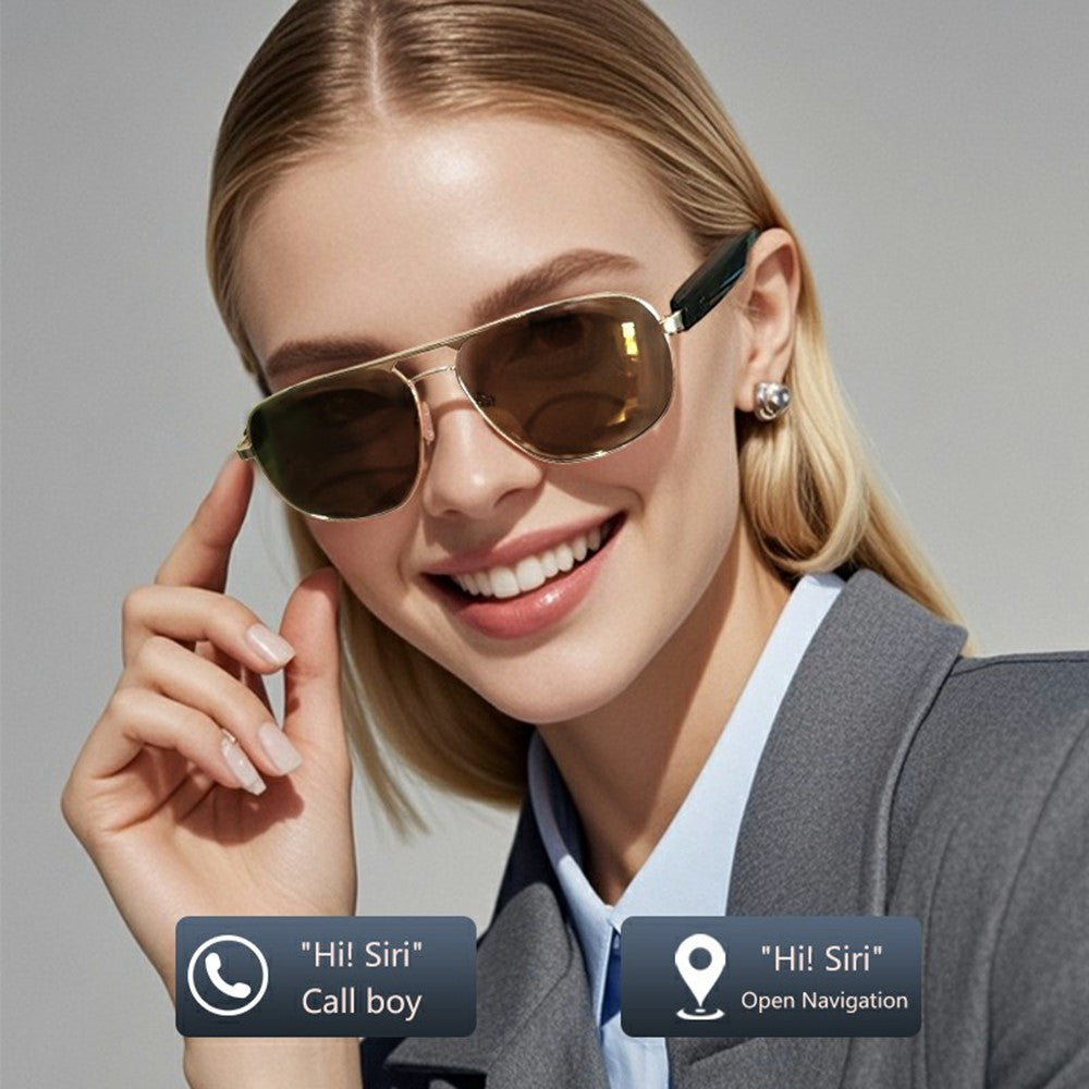 GS02 Polarized Lens Aviator Glasses AI Translation Smart Eyewear Bluetooth-compatible Music Eyeglasses