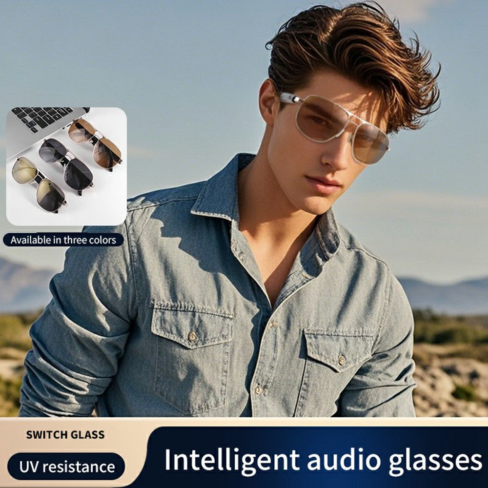 GS02 Polarized Lens Aviator Glasses AI Translation Smart Eyewear Bluetooth-compatible Music Eyeglasses