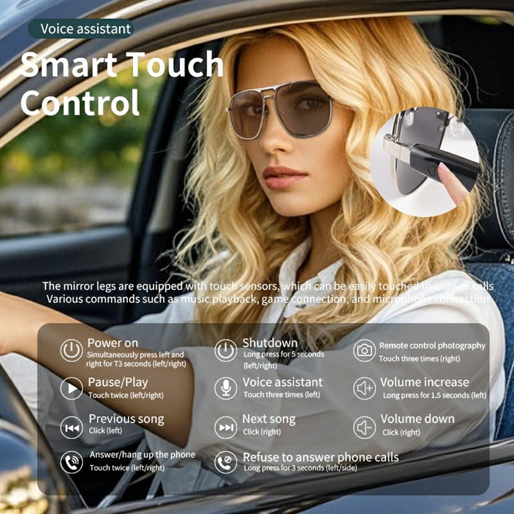 GS02 Polarized Lens Aviator Glasses AI Translation Smart Eyewear Bluetooth-compatible Music Eyeglasses