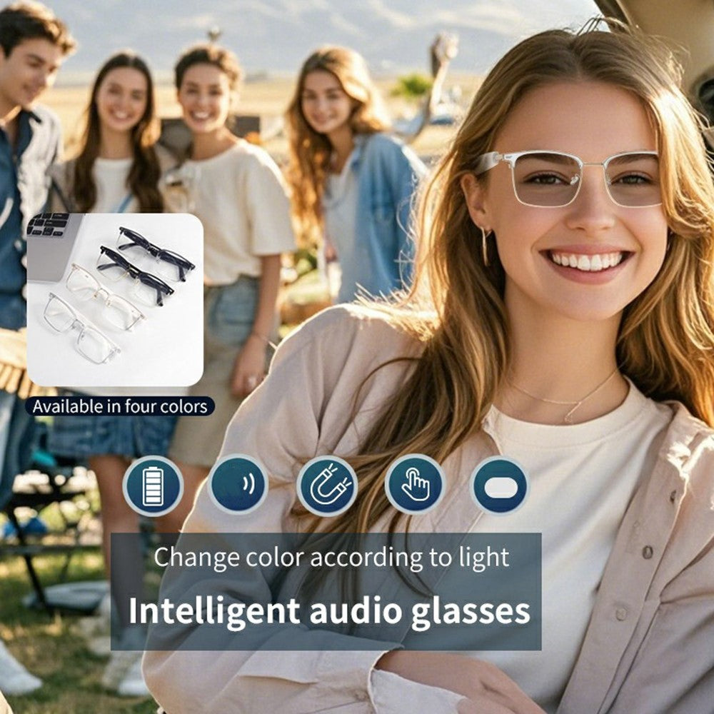 GS13 Photochromic Lens Smart Eyewear AI Translation Wireless Headset Bluetooth-compatible Glasses