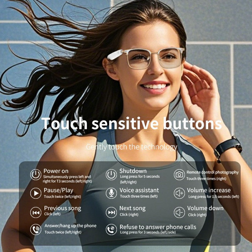 GS13 Photochromic Lens Smart Eyewear AI Translation Wireless Headset Bluetooth-compatible Glasses
