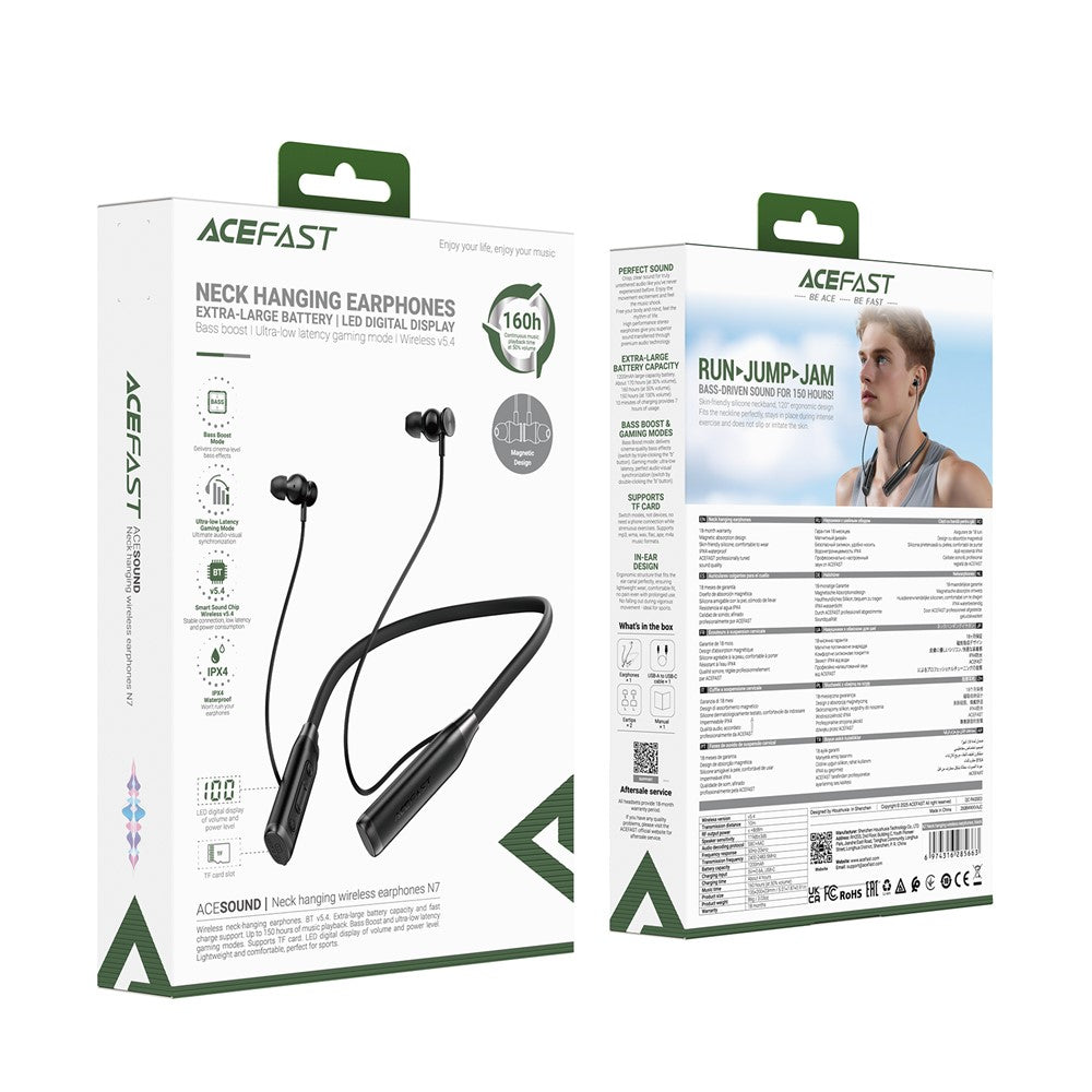 ACEFAST N7 Bluetooth-compatible Neckband Headphones Wireless Gaming Earphones with LED Display