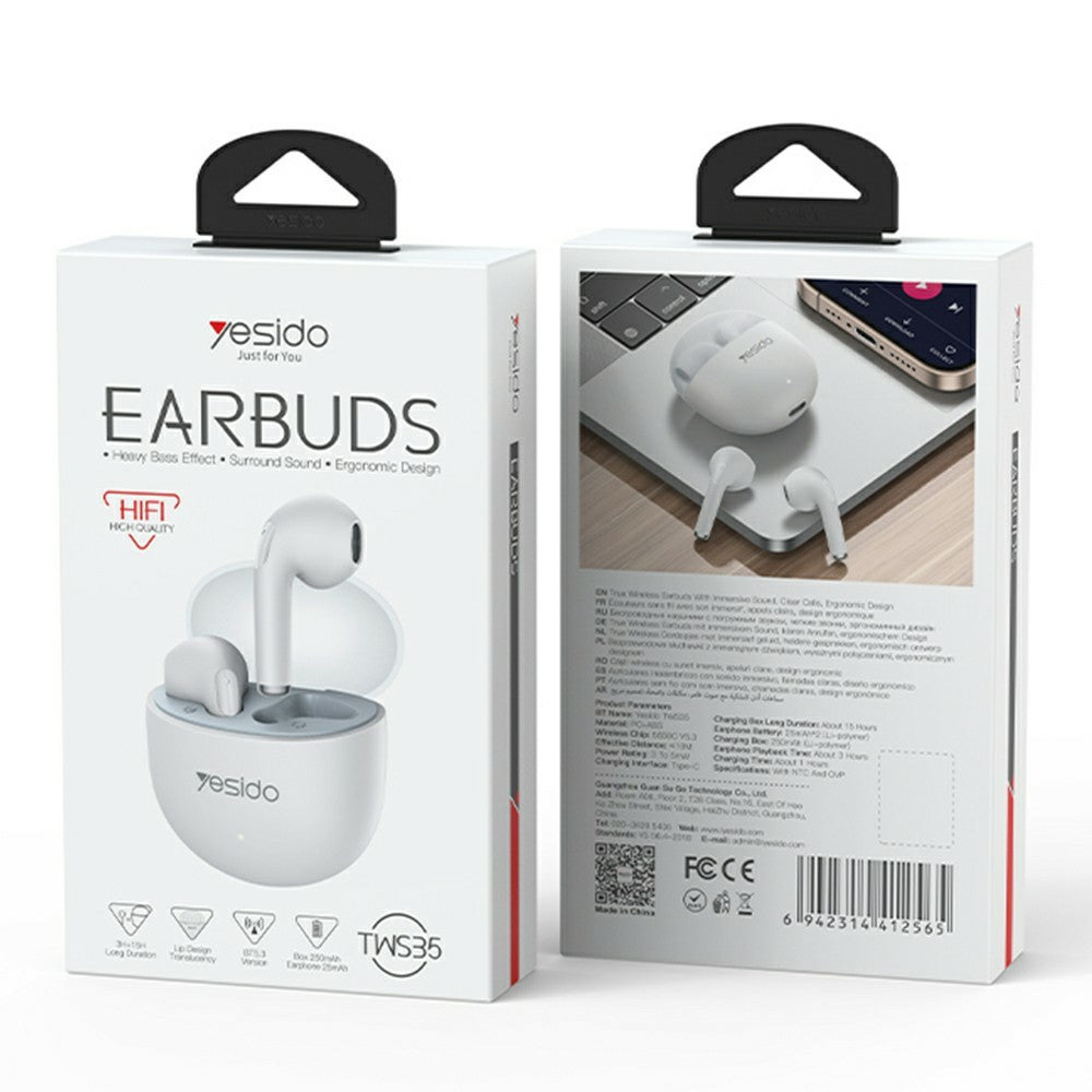 YESIDO TWS35 Semi In Ear Bluetooth-compatible Earbuds TWS Stereo Wireless Headphones