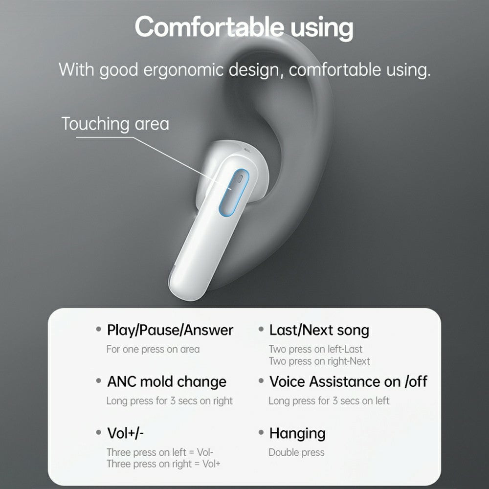 YESIDO TWS34 Bluetooth-compatible Earbuds Dual Mic ANC + ENC Noise Cancelling Touch Control Wireless Earphones