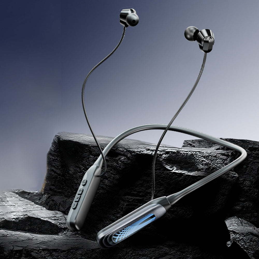 i58 Bluetooth-kompatibla nackbandshörlurar med digital display, 80 timmars batteritid, trådlösa HiFi-hörlurar för sport