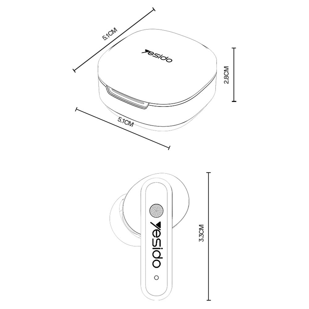 YESIDO TWS37 Wireless Bluetooth-compatible Earbuds ANC + ENC Noise Reduction Smart Touch Control Earphones