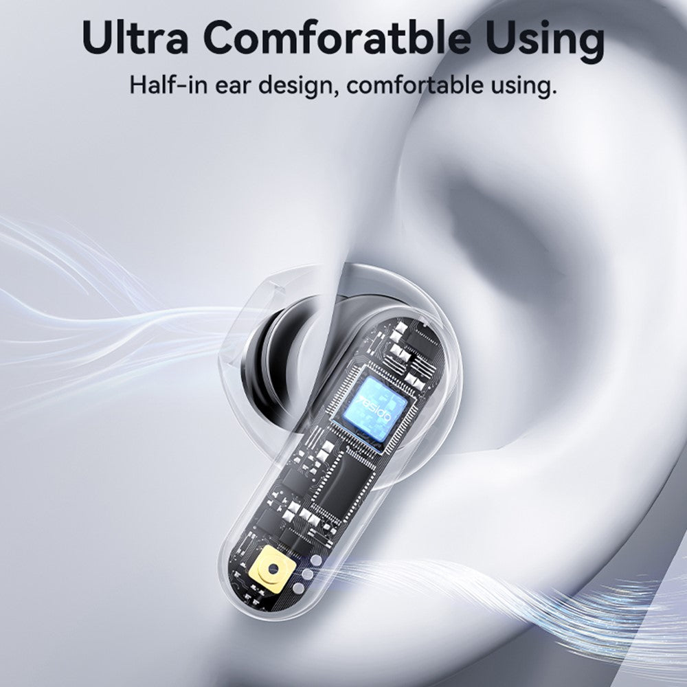 YESIDO TWS36 Wireless Bluetooth-compatible Earbuds Low Latency TWS Earbuds Semi In Ear Headphones