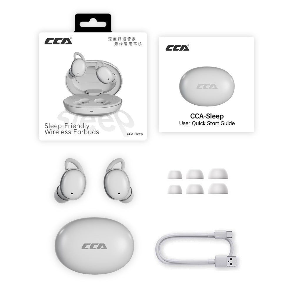 CCA Sleep Smart ANC Noise Cancelling Earbuds 6mm Dynamic Driver In-Ear Bluetooth-Compatible 5.4 Stereo Sleep Earphones