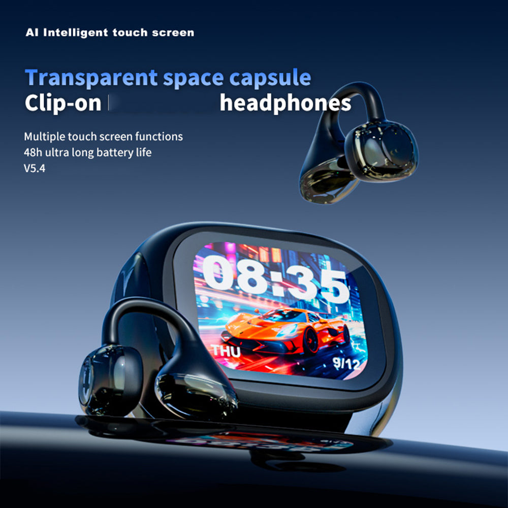 LX-21 Pro Open Ear Clip-on Wireless Earbuds Stereo Sound Bluetooth-compatible Earbuds with LED Display Charging Case