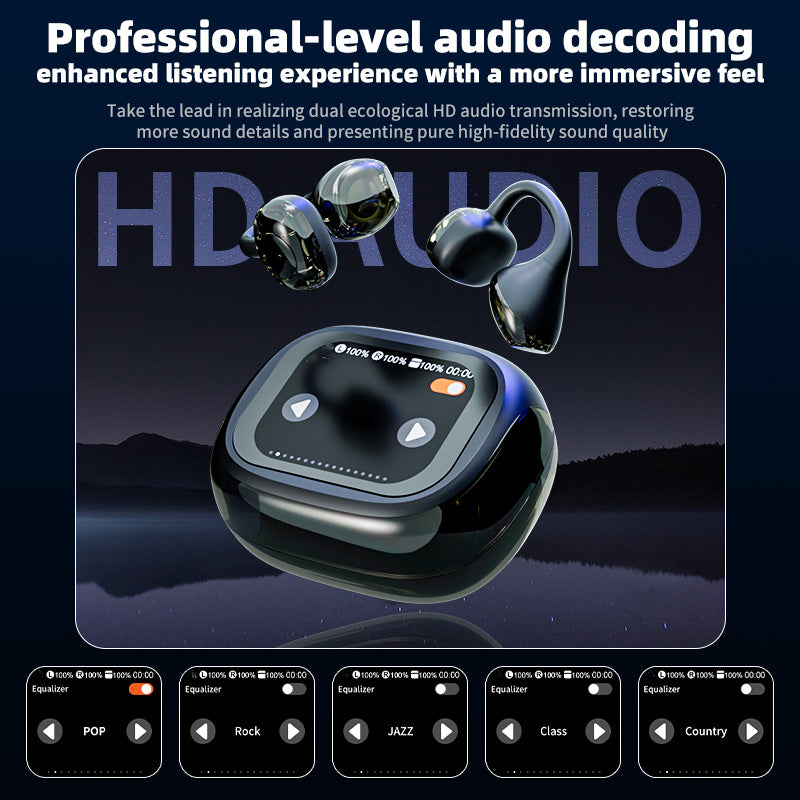 LX-21 Pro Open Ear Clip-on Wireless Earbuds Stereo Sound Bluetooth-compatible Earbuds with LED Display Charging Case