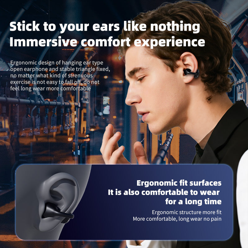 LX-21 Pro Open Ear Clip-on Wireless Earbuds Stereo Sound Bluetooth-compatible Earbuds with LED Display Charging Case