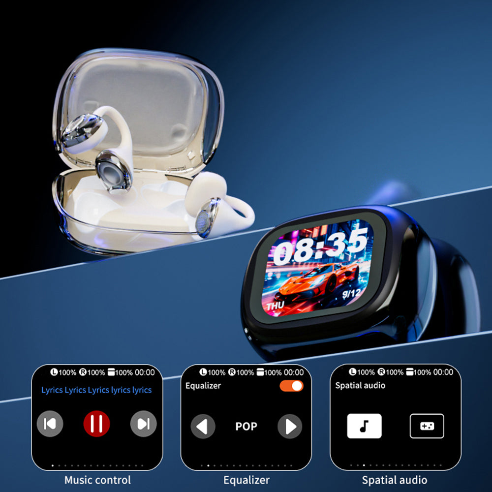 LX-21 Pro Open Ear Clip-on Wireless Earbuds Stereo Sound Bluetooth-compatible Earbuds with LED Display Charging Case