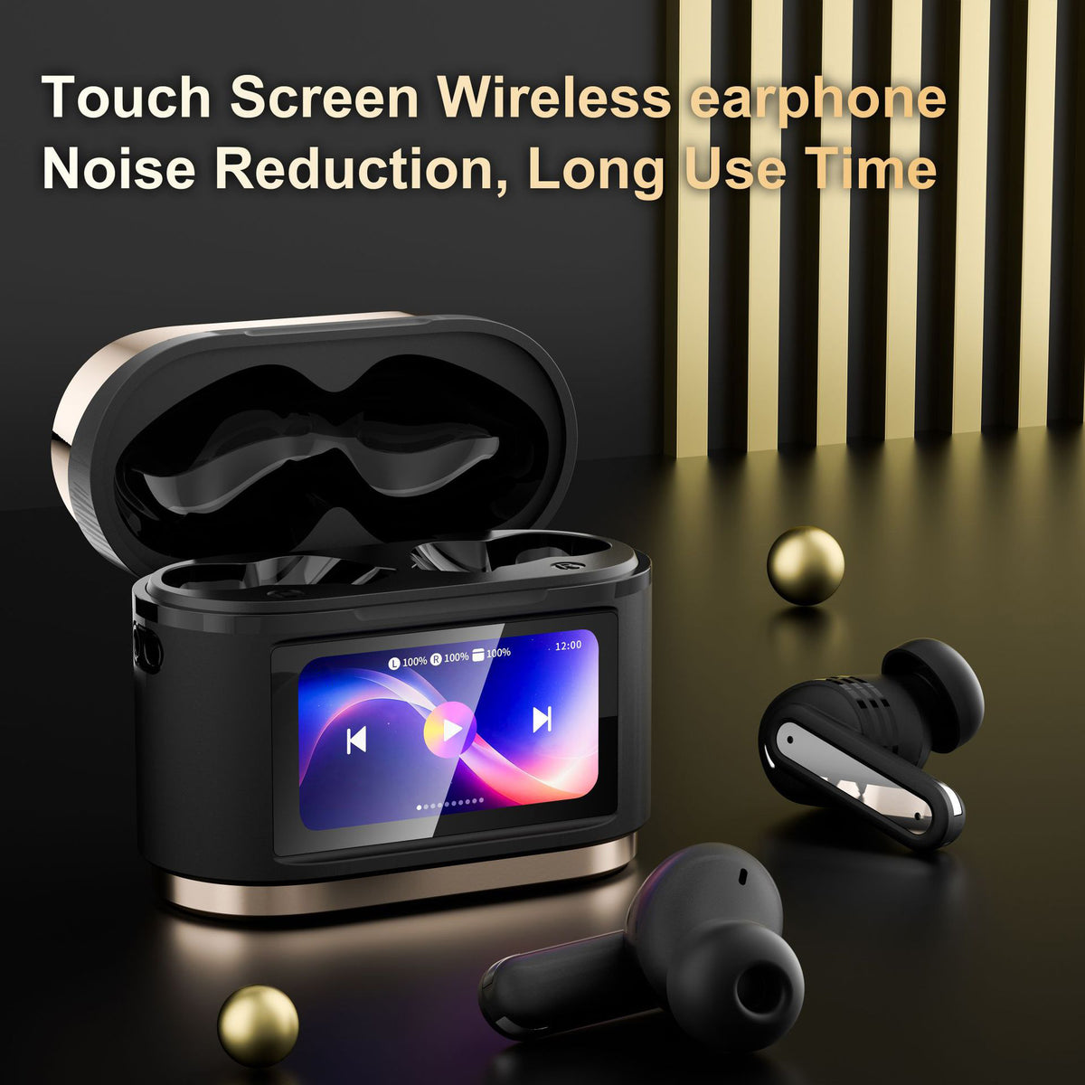 BD2 TWS Bluetooth-compatible Earbuds ANC Noise Cancelling In Ear Wireless Earbuds with LED Touch Display Charging Case