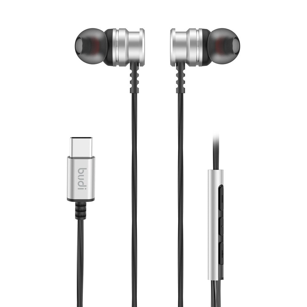 BUDI EP78TB 1.2m Type-C Wired Earphones 10mm Dynamic Driver Enhanced Bass In-Ear Earphones for Smartphones / Tablets / Laptops