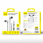 BUDI EP78TB 1.2m Type-C Wired Earphones 10mm Dynamic Driver Enhanced Bass In-Ear Earphones for Smartphones / Tablets / Laptops