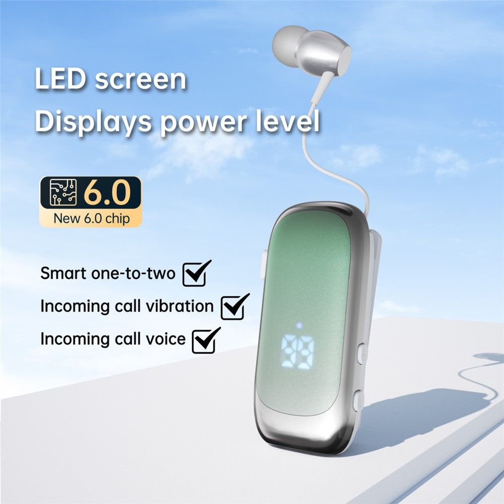 K88Pro Clip On Wireless Earphone Digital Display Bluetooth-Compatible 6.0 Business Lavalier Earbud