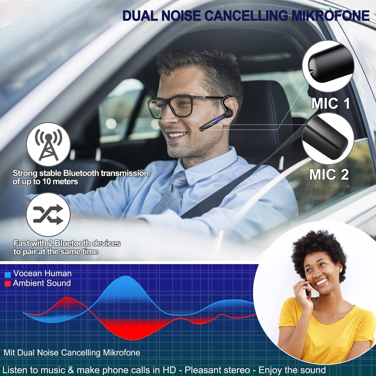 H03 Ear Hook Bluetooth-compatible Earphones Rotating Single Ear Wireless Business Earphones with Digital Display