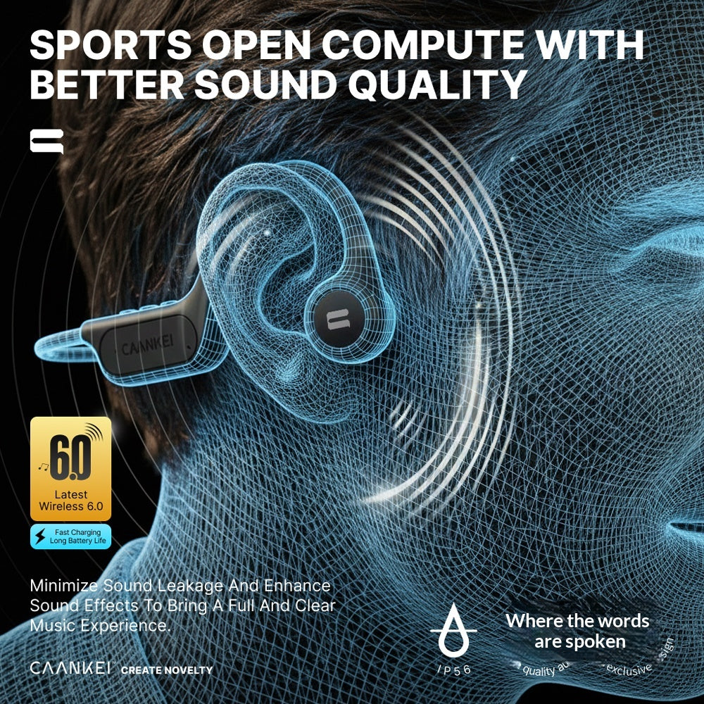CAANKEI CBC15 Bone Conduction OWS Høretelefoner IP56 Vandtætte Åbne Sportsøretelefoner (uden hukommelse)