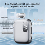 K91 Lapel Clip Bluetooth-compatible Earphone Dual Mic ENC Noise Cancelling Wireless Single Ear Earbud with Power Display