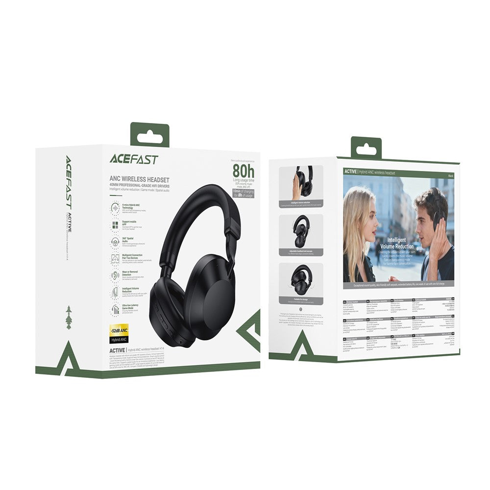 ACEFAST H14 Hybrid ANC Wireless Headset Bluetooth-Compatible 6.0 Headphone for Gaming Music