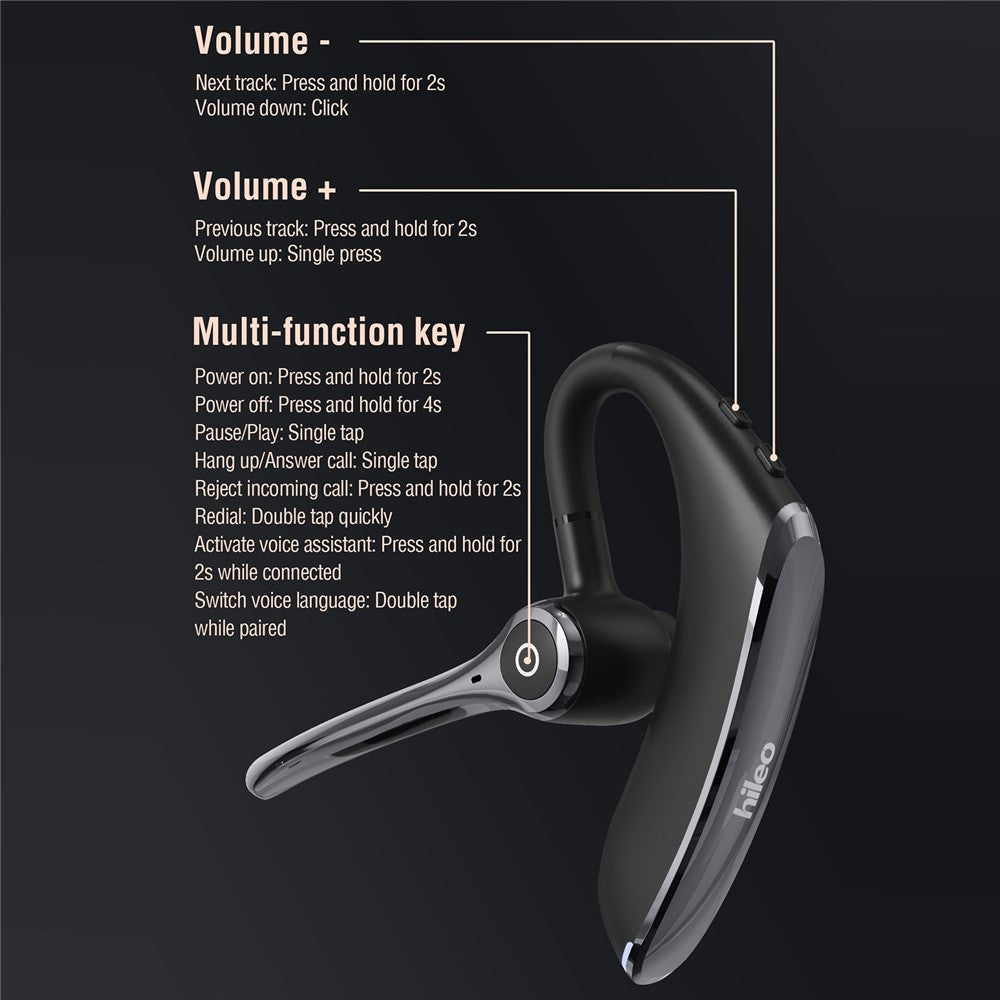 HILEO Hi11 Business Bluetooth-compatible Earphone Dual Microphones Noise Cancelling Hands-free Wireless Headset