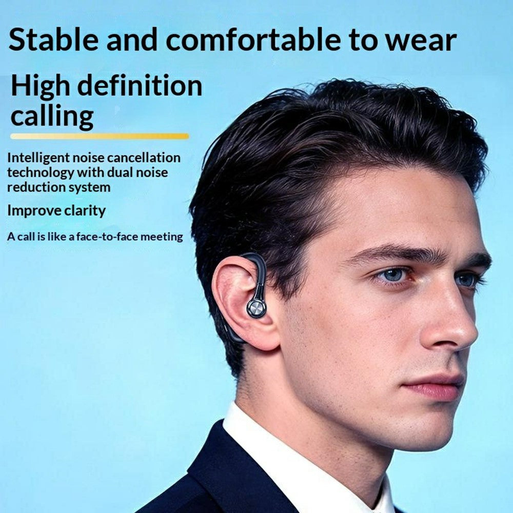 Single Ear Bluetooth-compatible 6.0 Ear Hook Earphone LED Display Noise Cancelling Wireless Business Sports Headphone