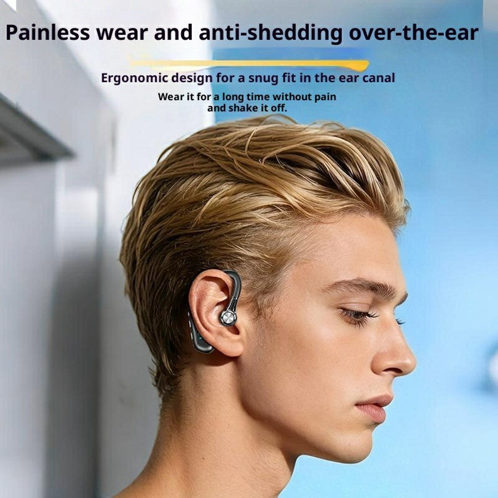 Single Ear Bluetooth-compatible 6.0 Ear Hook Earphone LED Display Noise Cancelling Wireless Business Sports Headphone