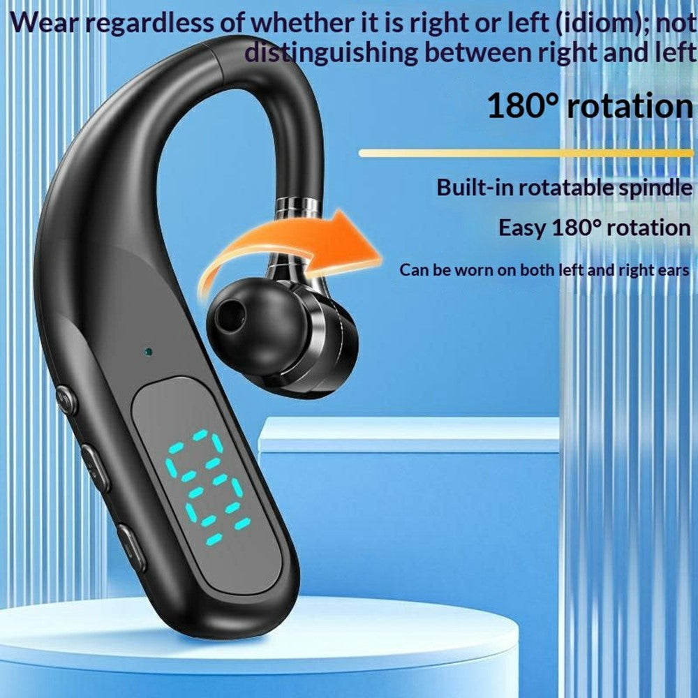 Single Ear Bluetooth-compatible 6.0 Ear Hook Earphone LED Display Noise Cancelling Wireless Business Sports Headphone