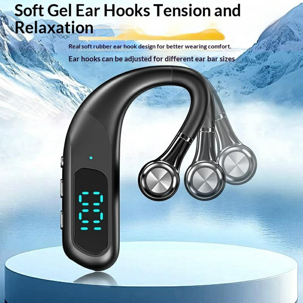 Single Ear Bluetooth-compatible 6.0 Ear Hook Earphone LED Display Noise Cancelling Wireless Business Sports Headphone
