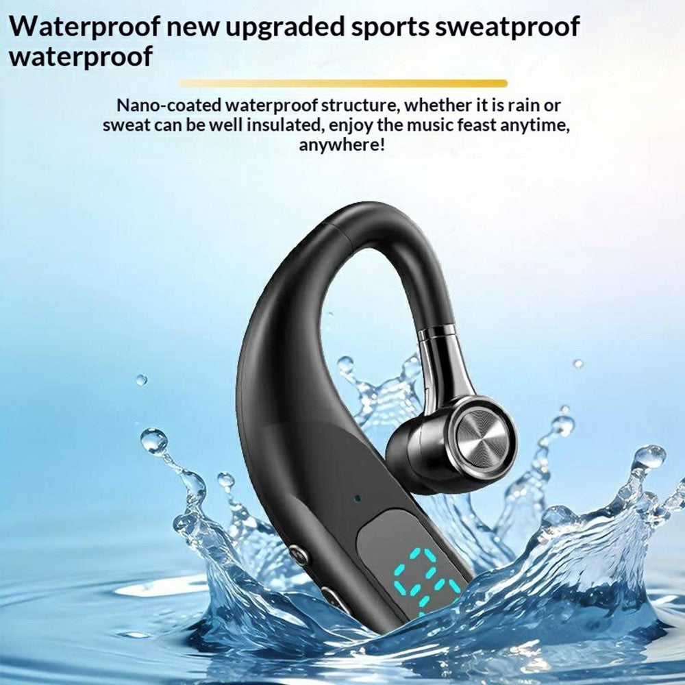 Single Ear Bluetooth-compatible 6.0 Ear Hook Earphone LED Display Noise Cancelling Wireless Business Sports Headphone
