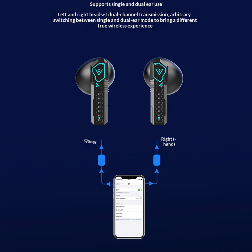 X39 ENC Noise Cancelling Mecha TWS Bluetooth-compatible Earbuds Gaming Music Dual Mode Wireless Earbuds