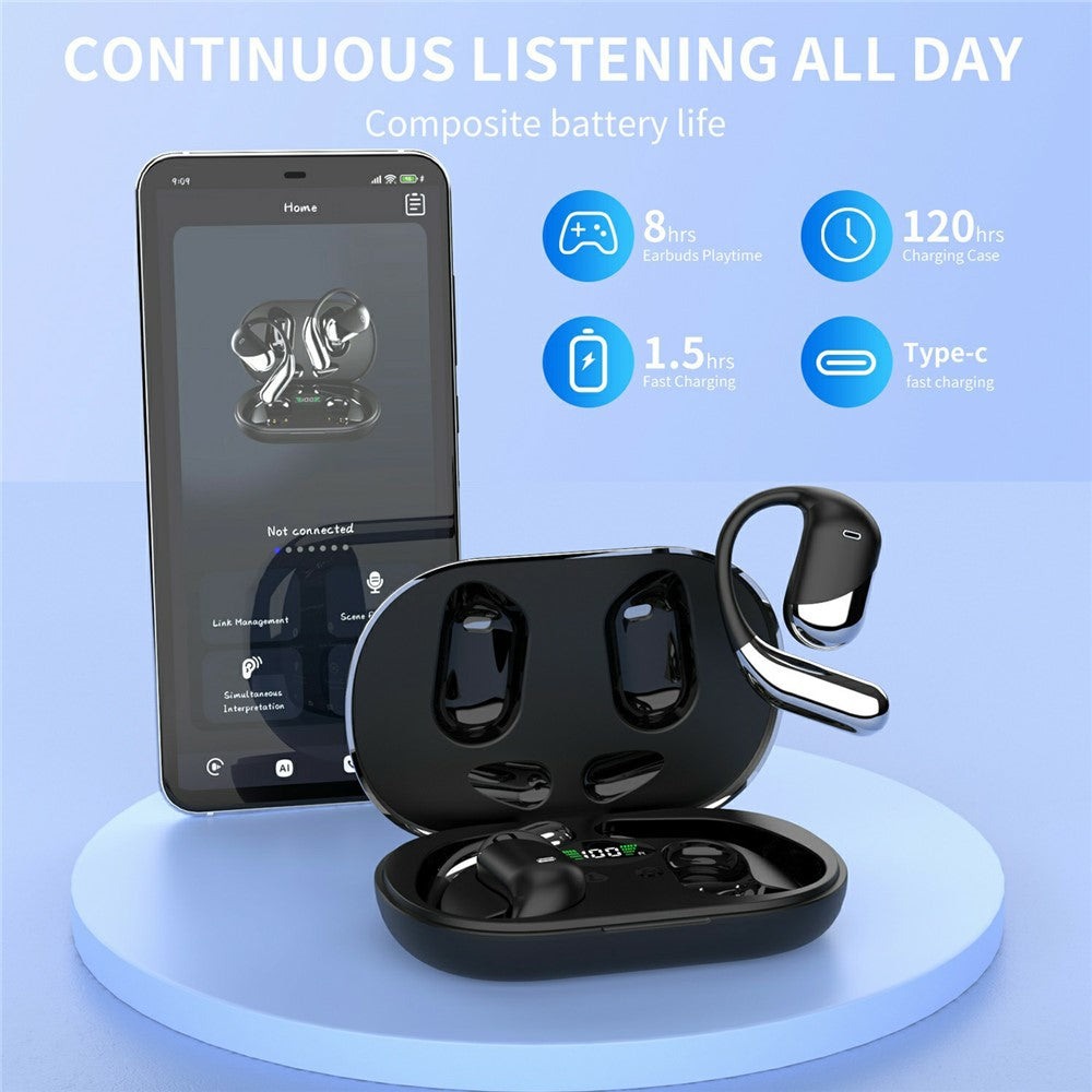 Q16H3 Ørekrog Bluetooth-kompatible 5.3 Earbuds Open-Ear AI-oversættelse Trådløse Høretelefoner