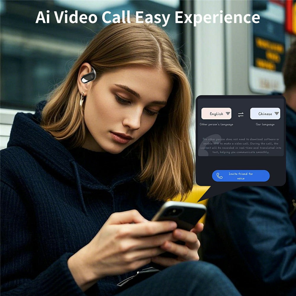 Q16H3 Ørekrog Bluetooth-kompatible 5.3 Earbuds Open-Ear AI-oversættelse Trådløse Høretelefoner