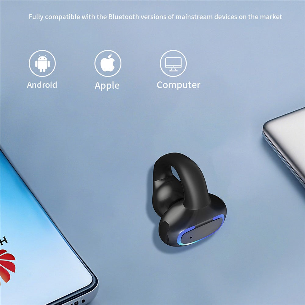 Bluetooth-kompatibla 5.4-tums öronklämmor med enkel öra, 8 timmars batteritid, lätta hörlurar för företag och sport