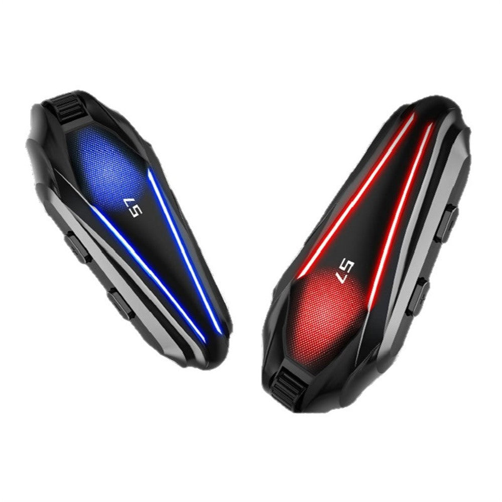 S7 Helmet Bluetooth-compatible Headset Switchable Soft and Hard Microphone IP67 Waterproof Noise Cancelling Motorcycle Intercom Earphone for Riding (No Memory Card)- Black