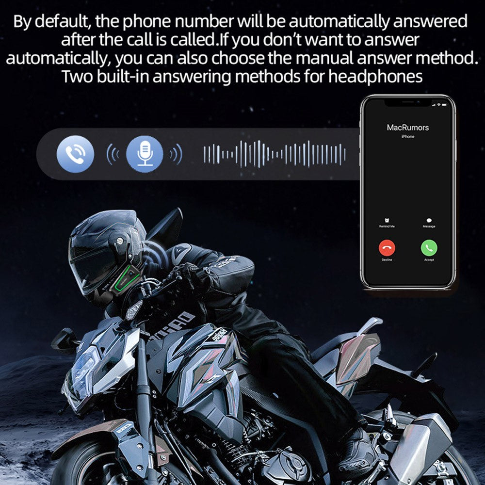HENGJIANG A1 Motorcycle Helmet Earbuds with Soft Mic Bluetooth-compatible IPX7 Waterproof Headset (No Memory Card)