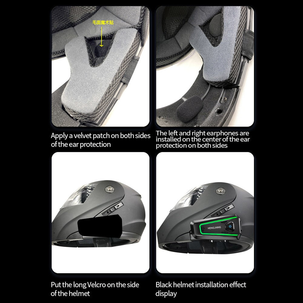 HENGJIANG A1 Motorcycle Helmet Earbuds with Hard Mic Bluetooth-compatible IPX7 Waterproof Headset (No Memory Card)