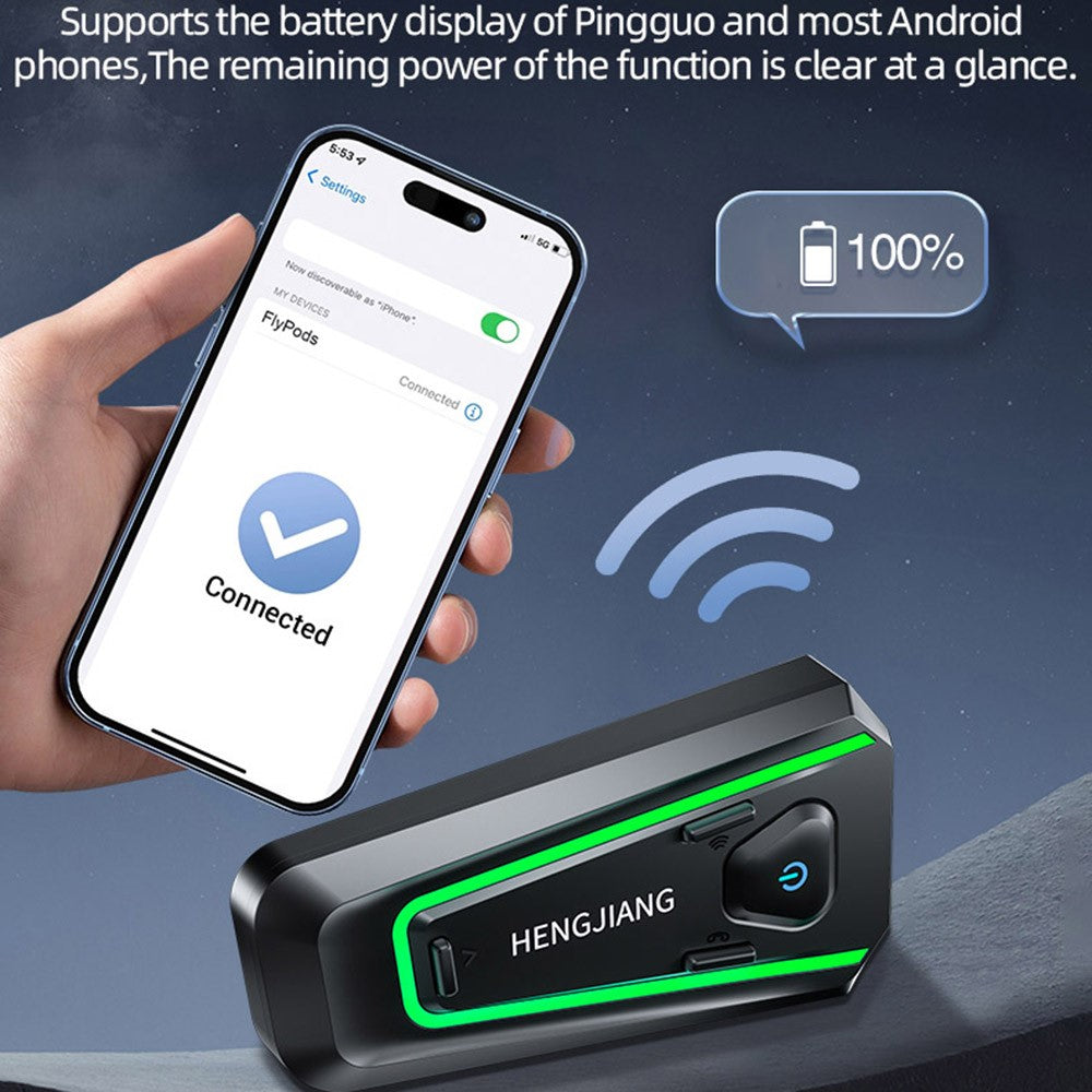 HENGJIANG A1 Motorcycle Helmet Earbuds with Hard Mic Bluetooth-compatible IPX7 Waterproof Headset (No Memory Card)