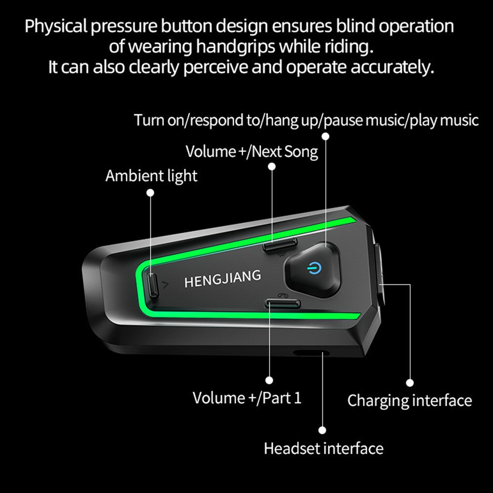 HENGJIANG A1 Motorcycle Helmet Earbuds with Hard Mic Bluetooth-compatible IPX7 Waterproof Headset (No Memory Card)