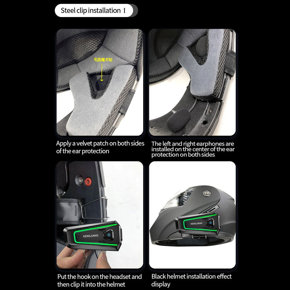HENGJIANG A1 Motorcycle Helmet Earbuds with Hard Mic Bluetooth-compatible IPX7 Waterproof Headset (No Memory Card)